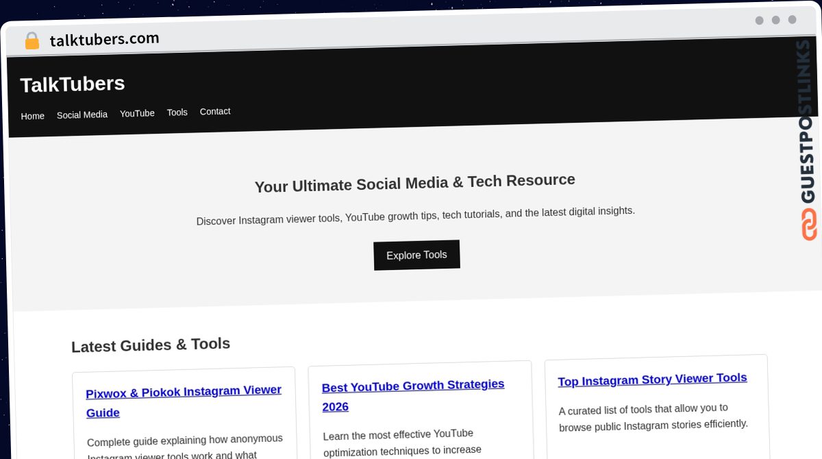 Publish Guest Post on talktubers.com