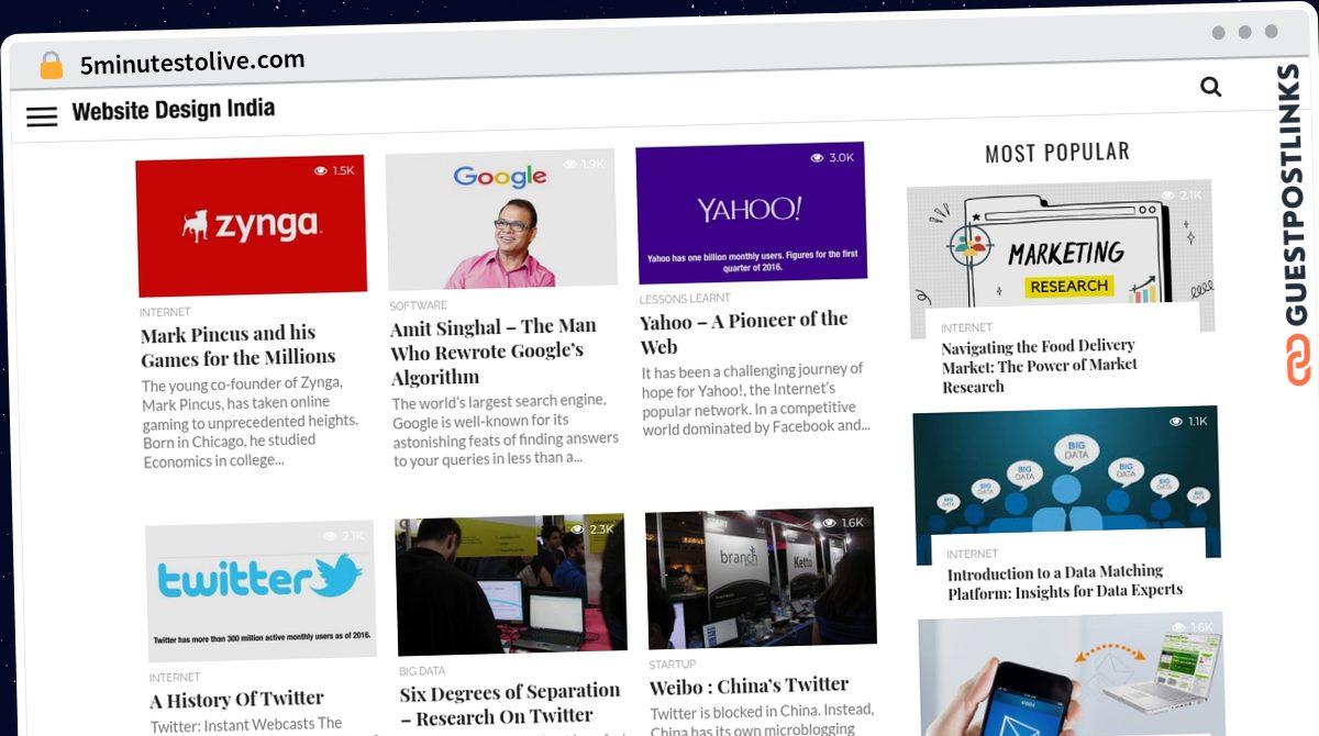 Publish Guest Post on 5minutestolive.com