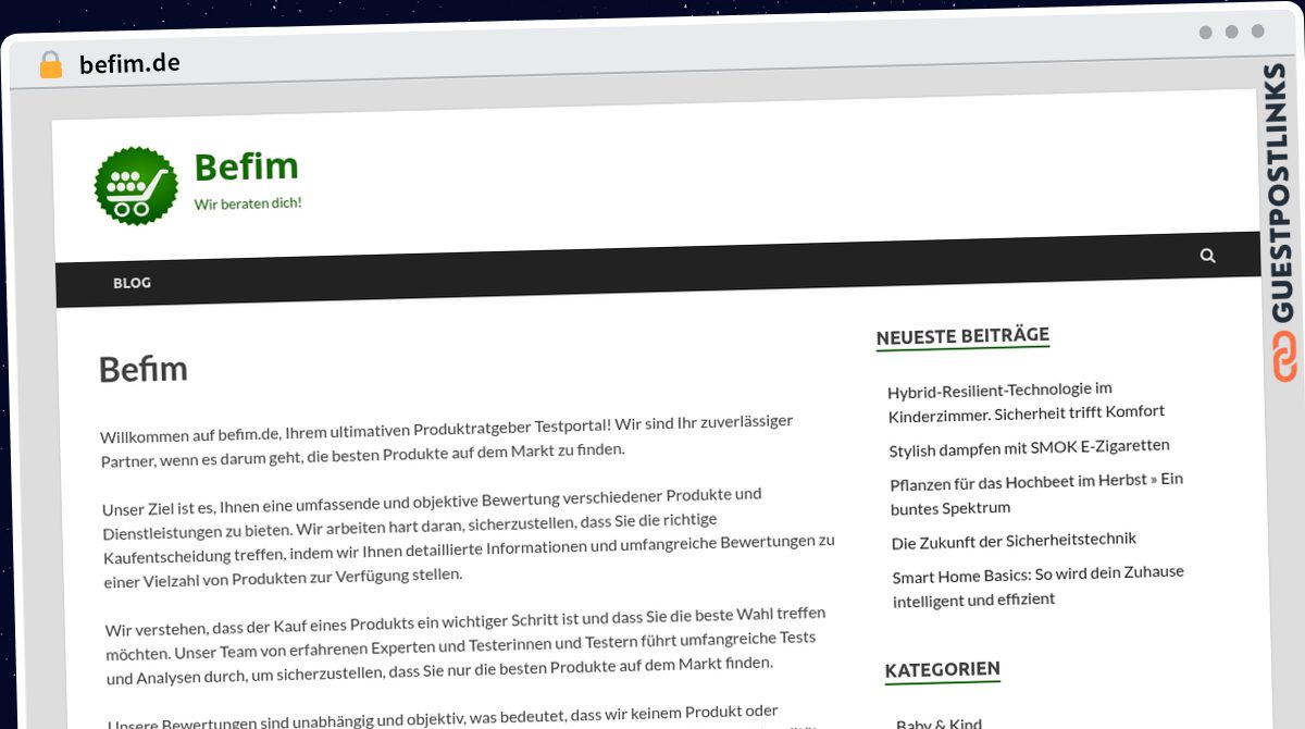 Publish Guest Post on befim.de