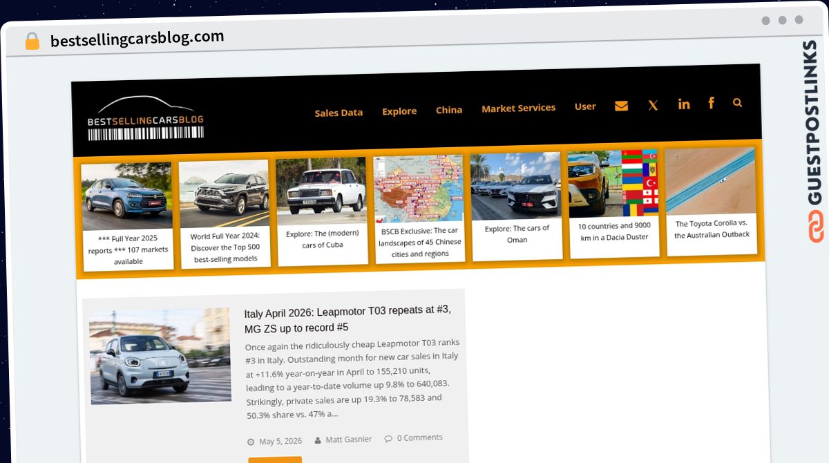 Publish Guest Post on bestsellingcarsblog.com