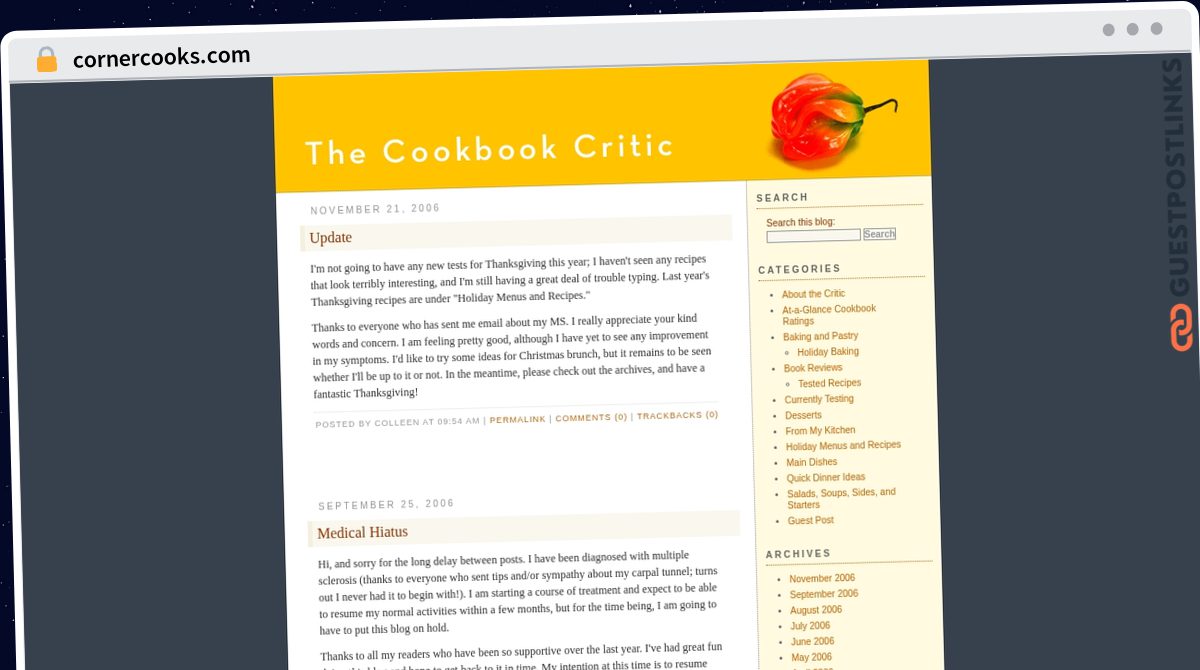 Publish Guest Post on cornercooks.com
