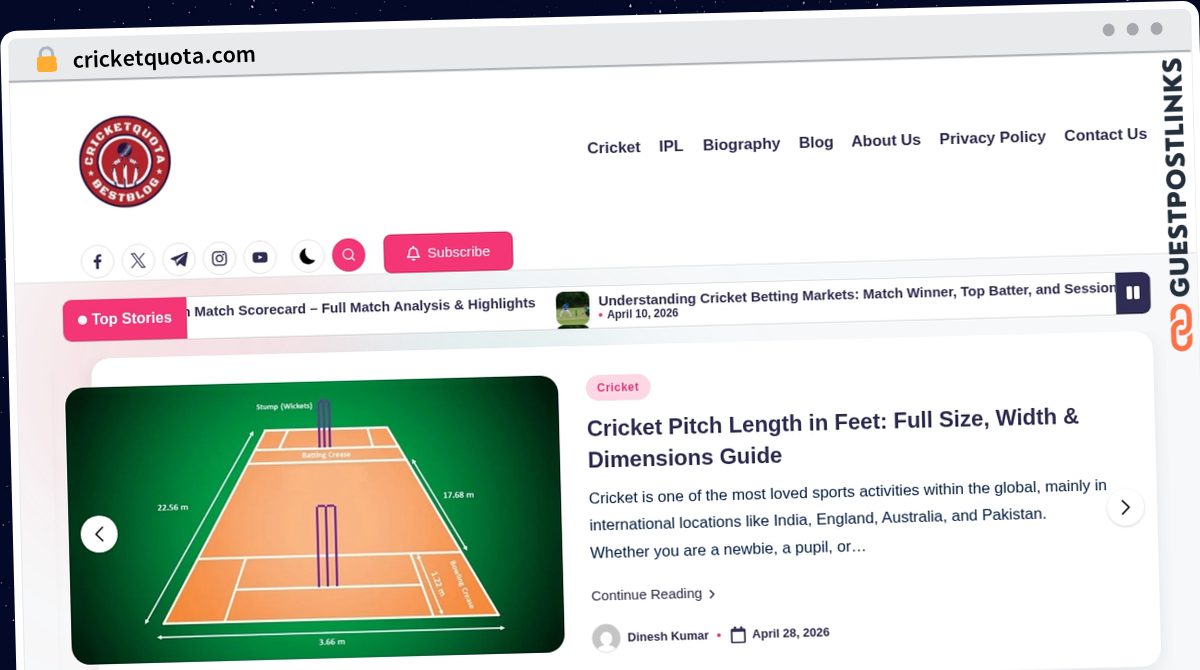 Publish Guest Post on cricketquota.com