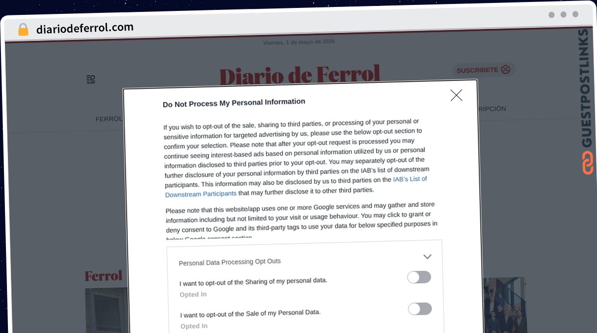 Publish Guest Post on diariodeferrol.com