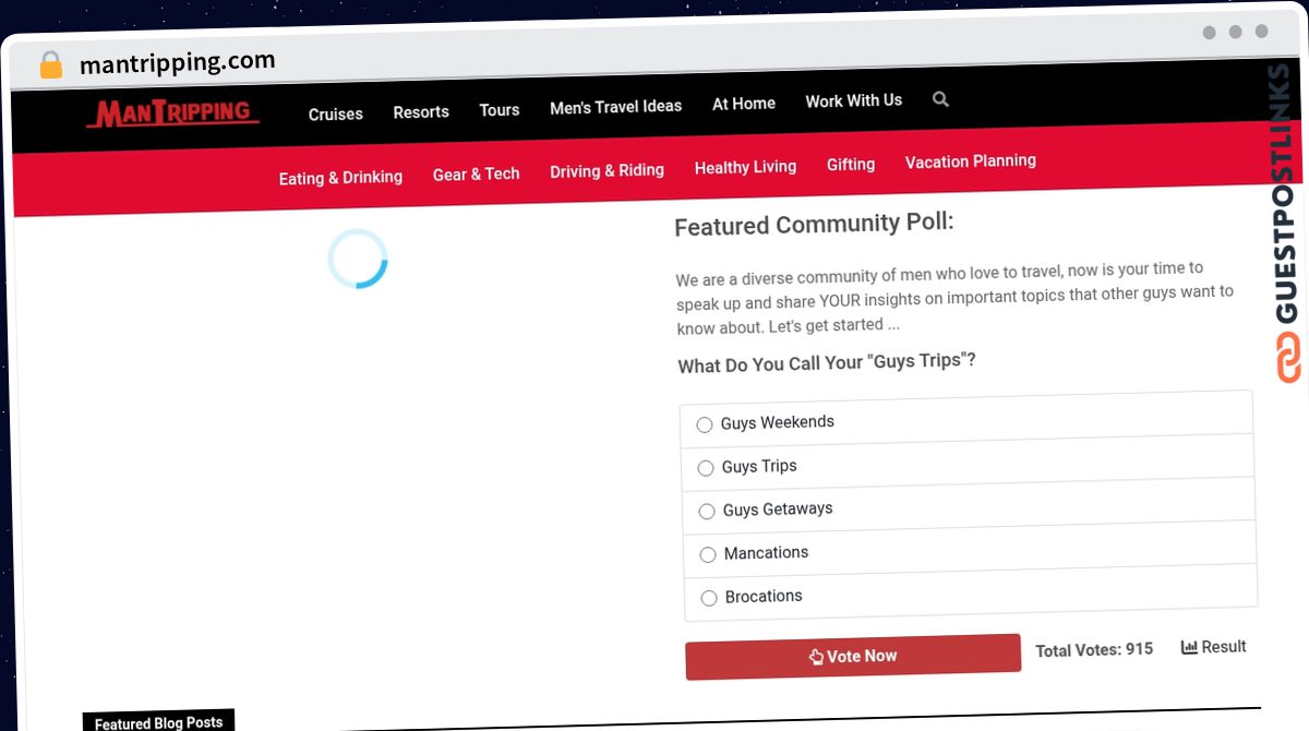 Publish Guest Post on mantripping.com