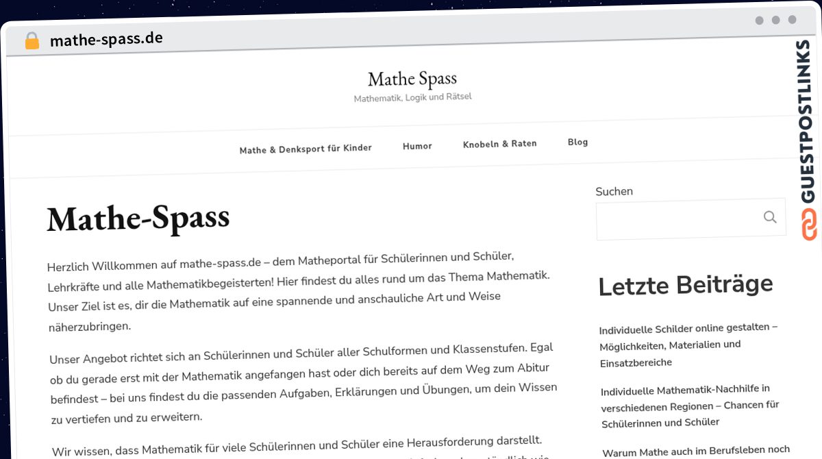Publish Guest Post on mathe-spass.de