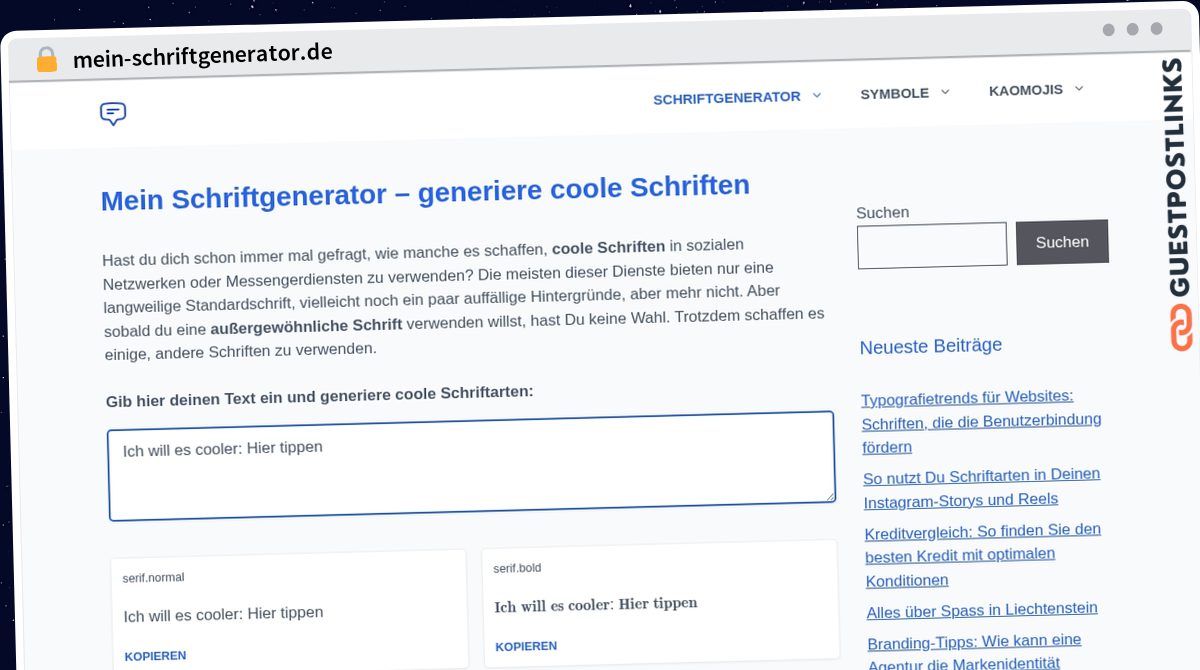 Publish Guest Post on mein-schriftgenerator.de