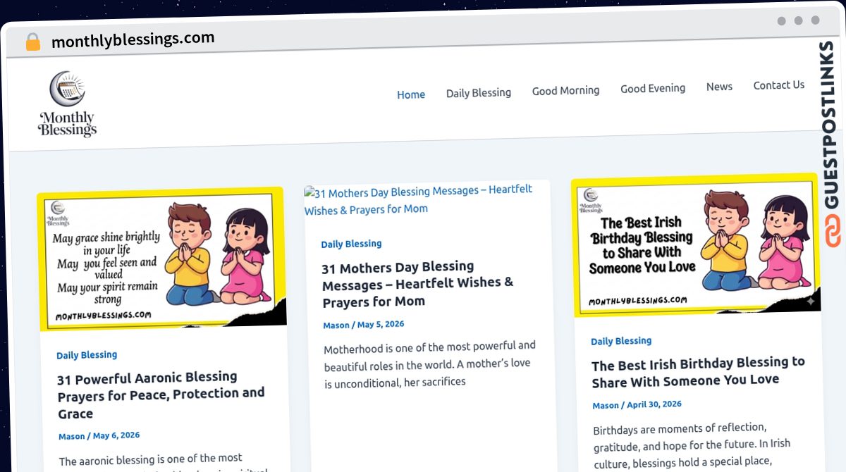 Publish Guest Post on monthlyblessings.com