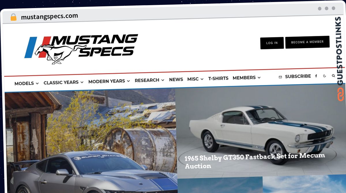 Publish Guest Post on mustangspecs.com