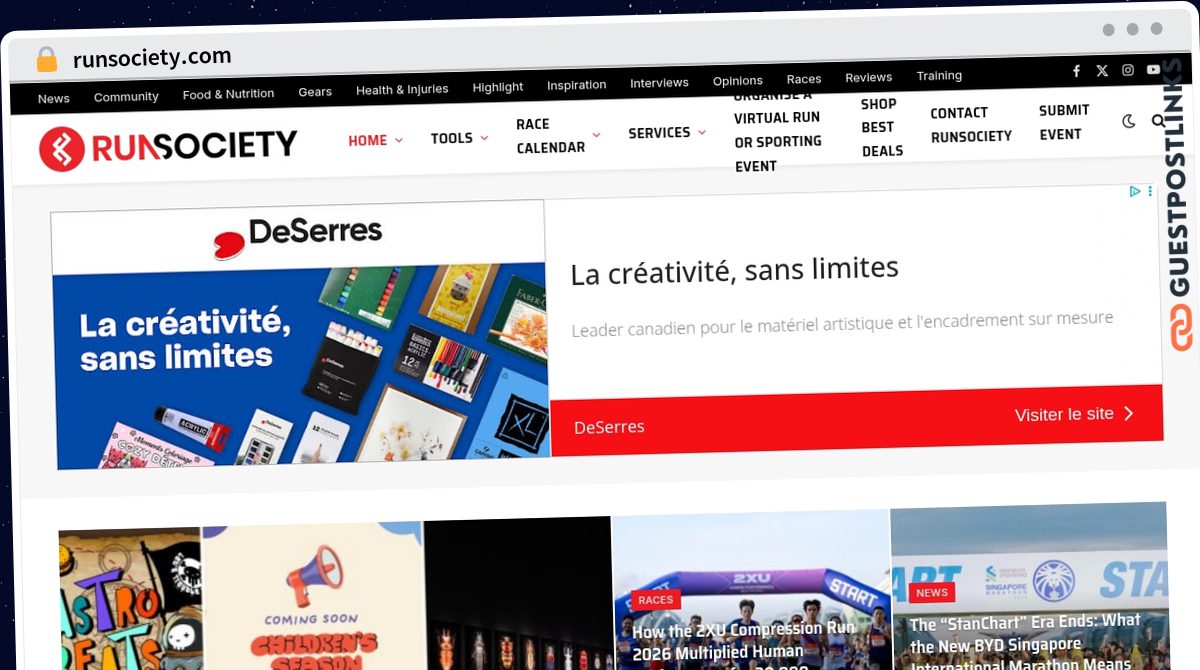 Publish Guest Post on runsociety.com