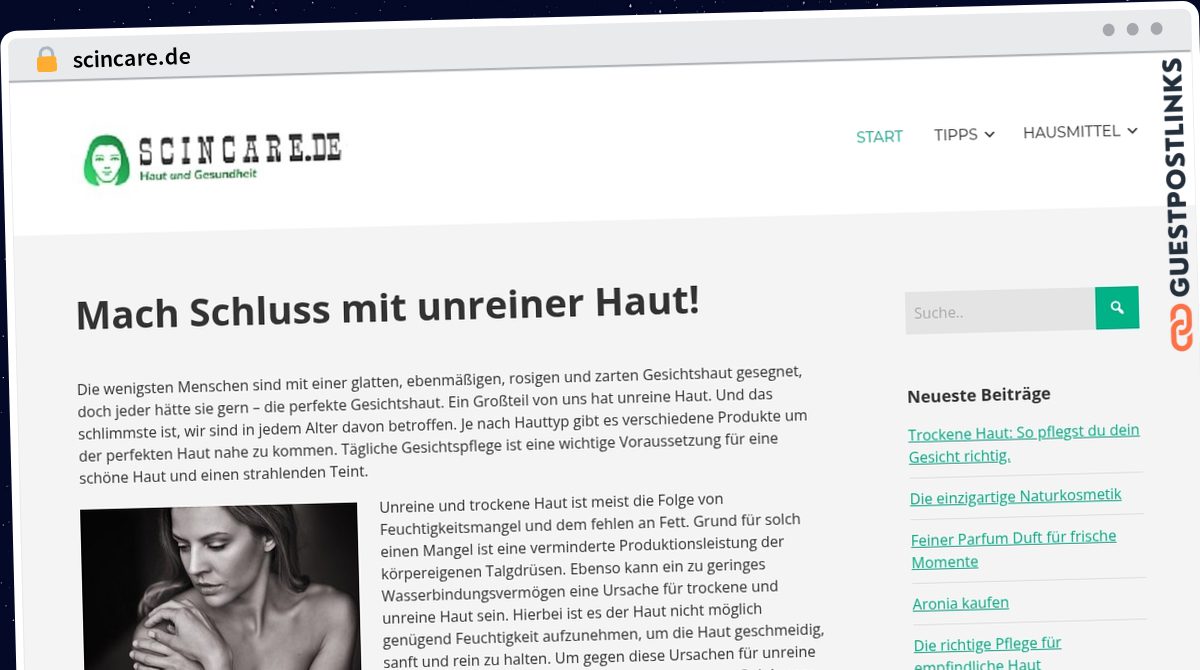 Publish Guest Post on scincare.de