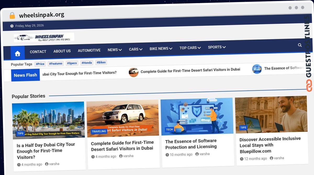 Publish Guest Post on wheelsinpak.org