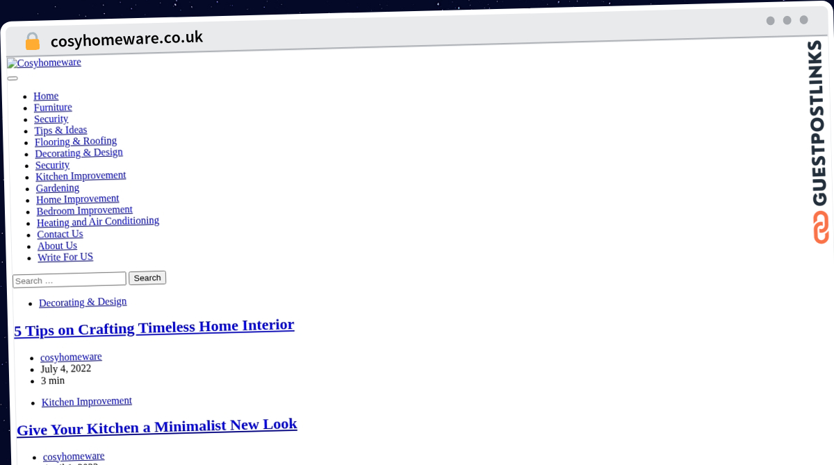 Publish Guest Post on cosyhomeware.co.uk