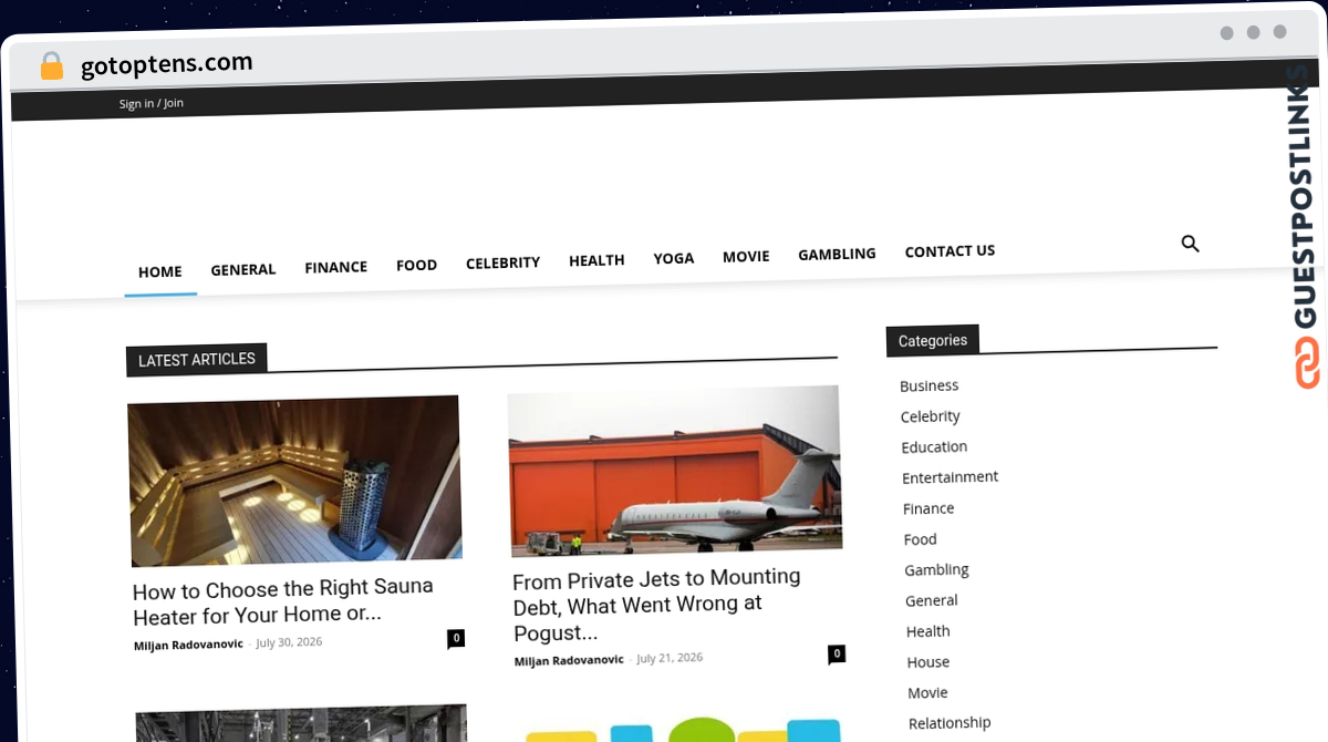 Publish Guest Post on gotoptens.com
