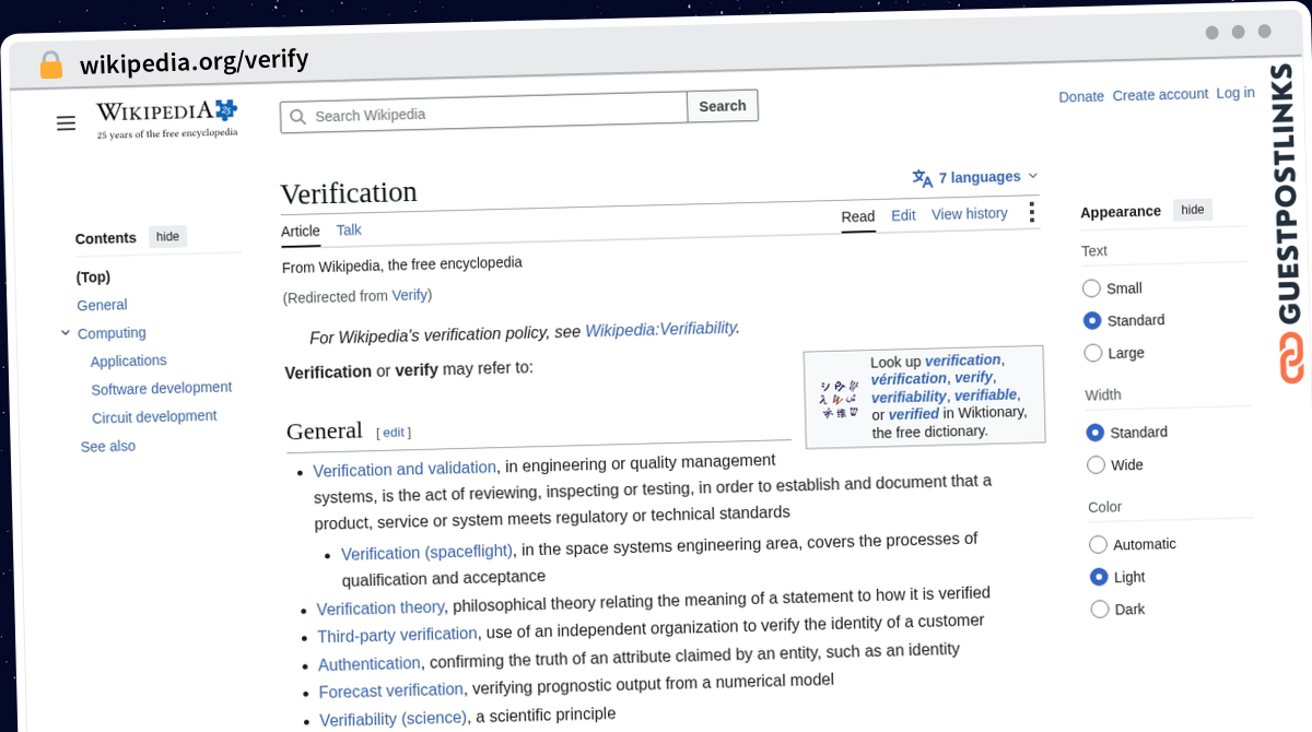 Publish Guest Post on wikipedia.org/verify
