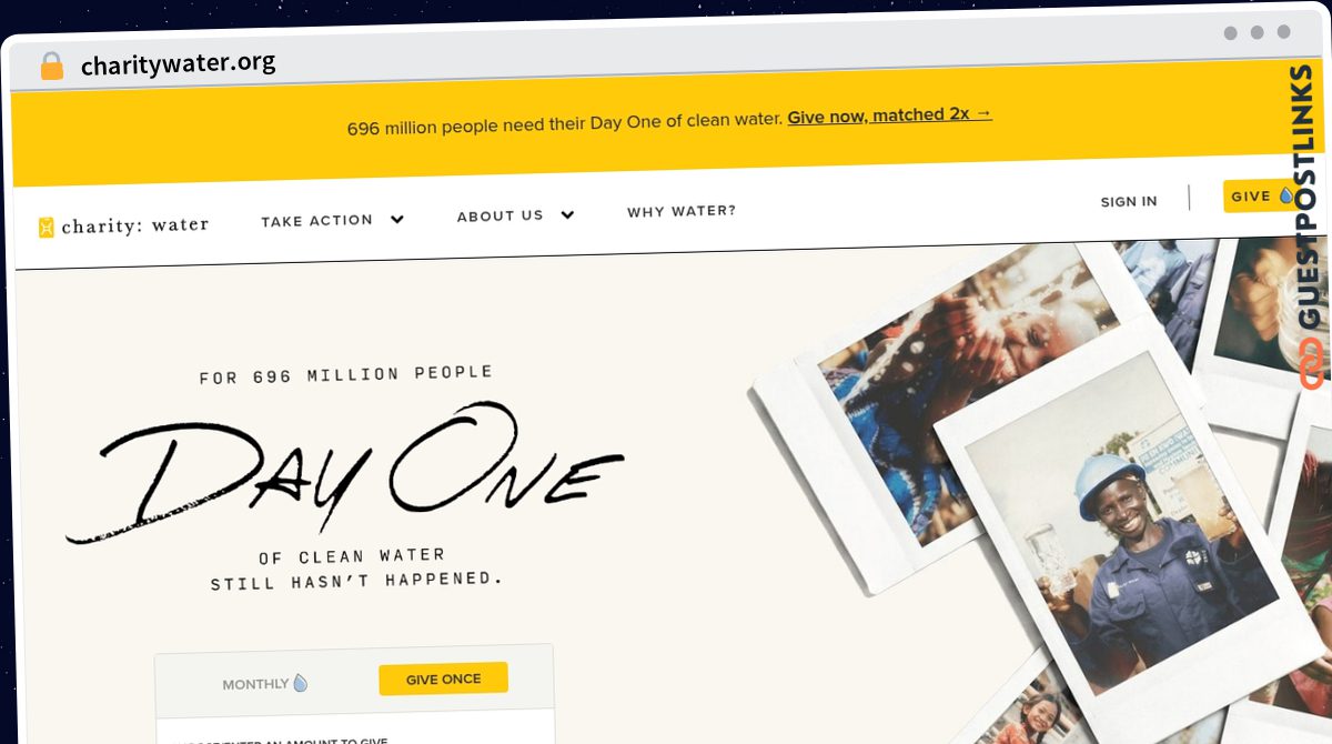 Publish Guest Post on charitywater.org