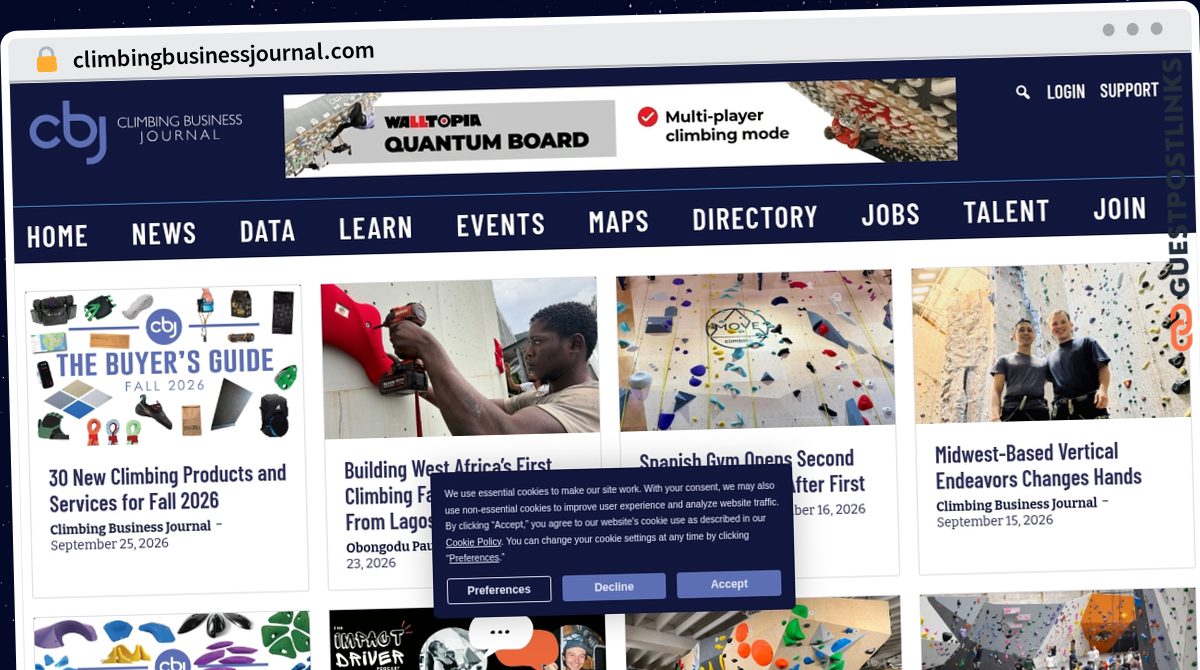 Publish Guest Post on climbingbusinessjournal.com