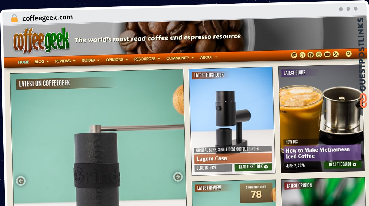 Publish Guest Post on coffeegeek.com