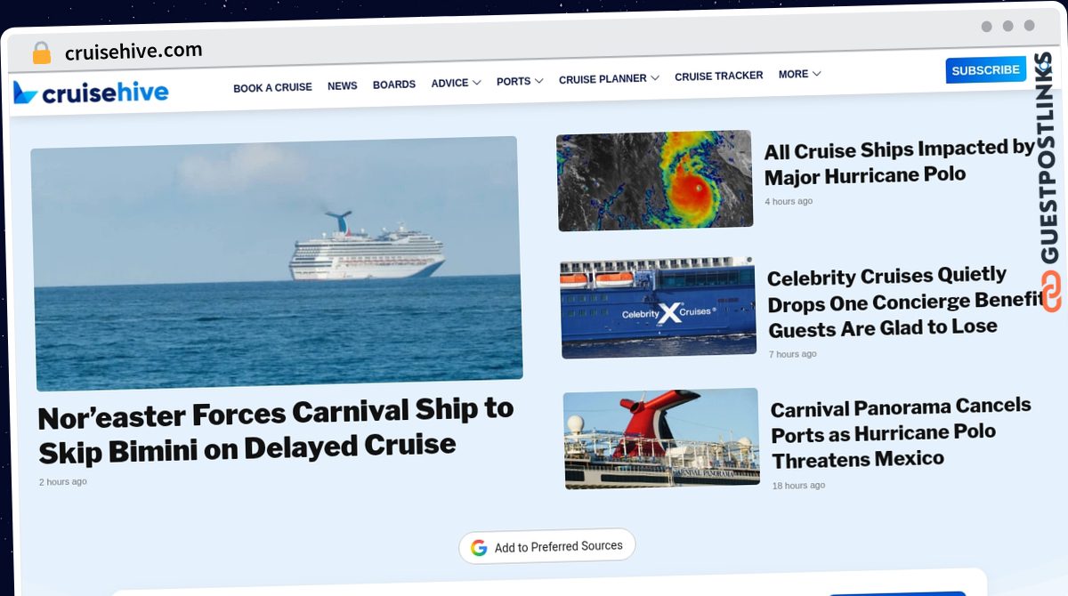Publish Guest Post on cruisehive.com