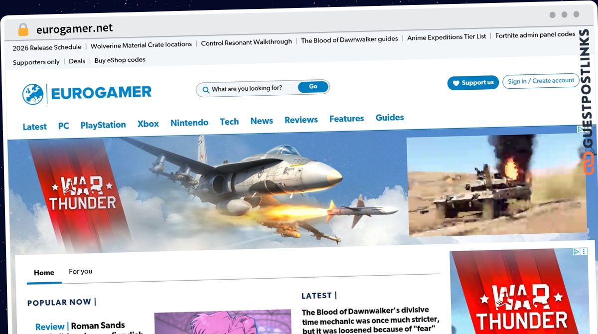 Publish Guest Post on eurogamer.net