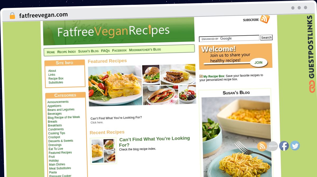 Publish Guest Post on fatfreevegan.com