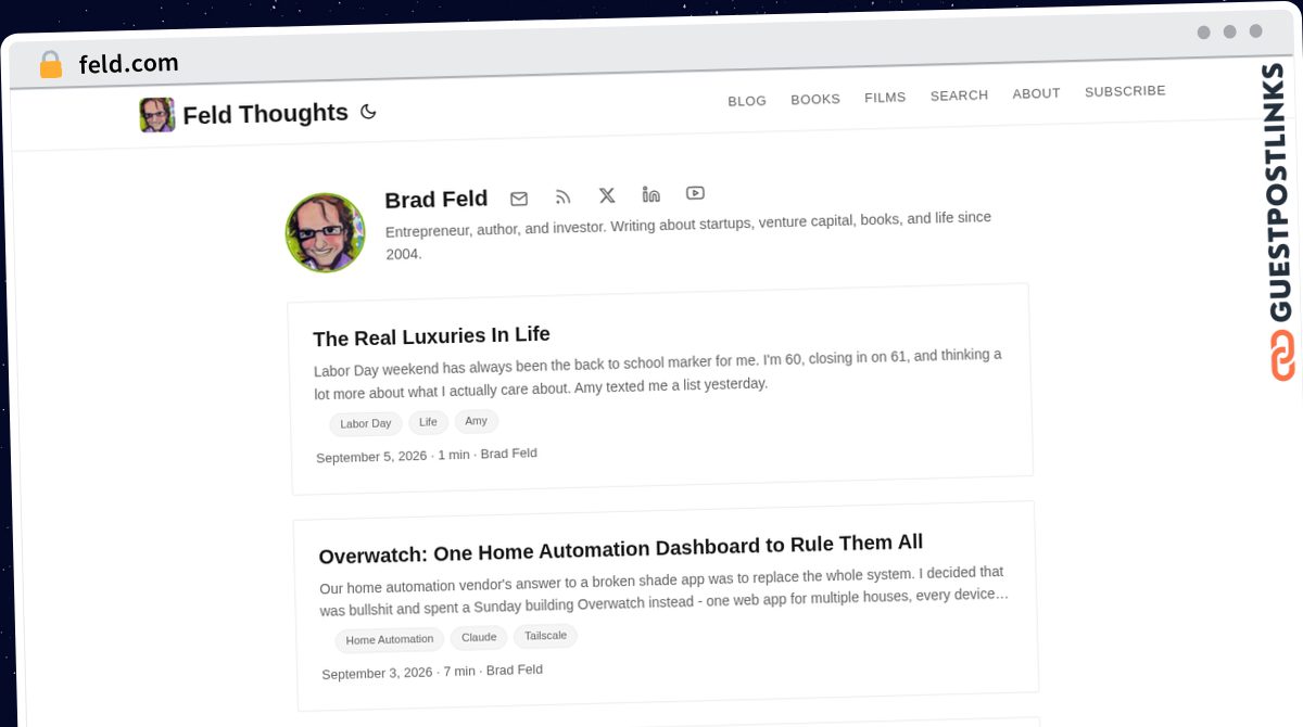 Publish Guest Post on feld.com