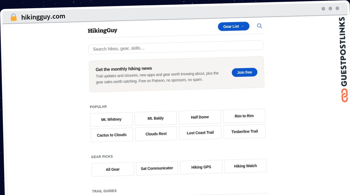 Publish Guest Post on hikingguy.com