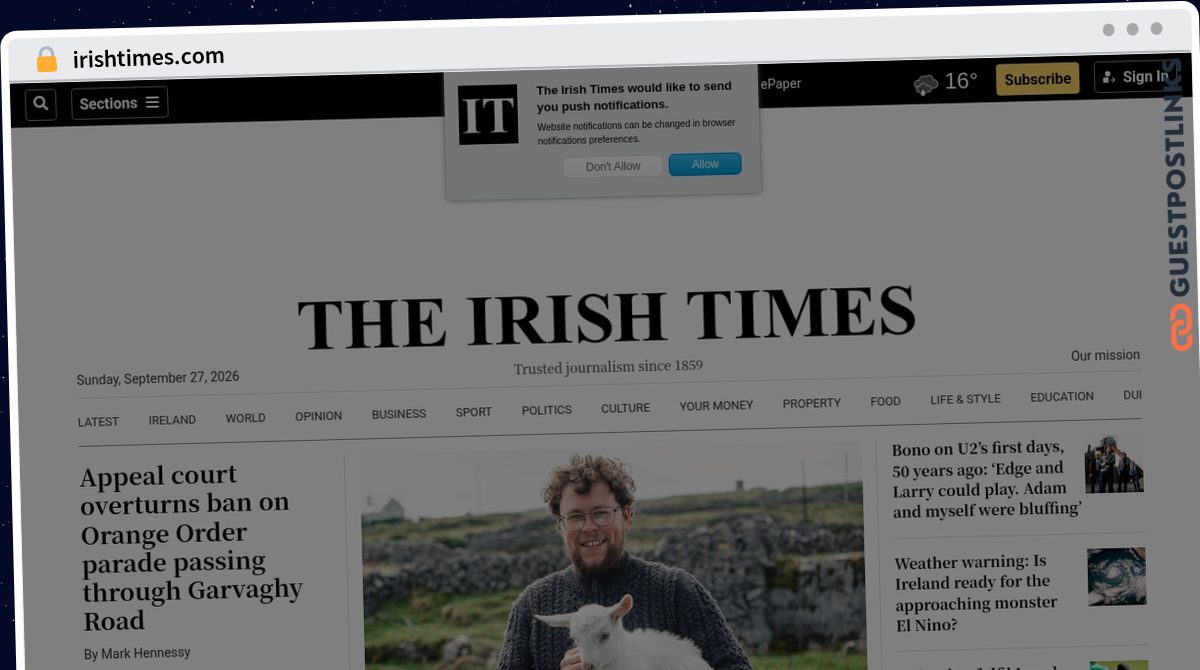 Publish Guest Post on irishtimes.com