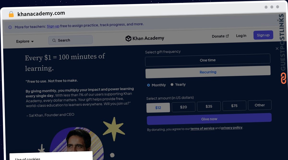 Publish Guest Post on khanacademy.com