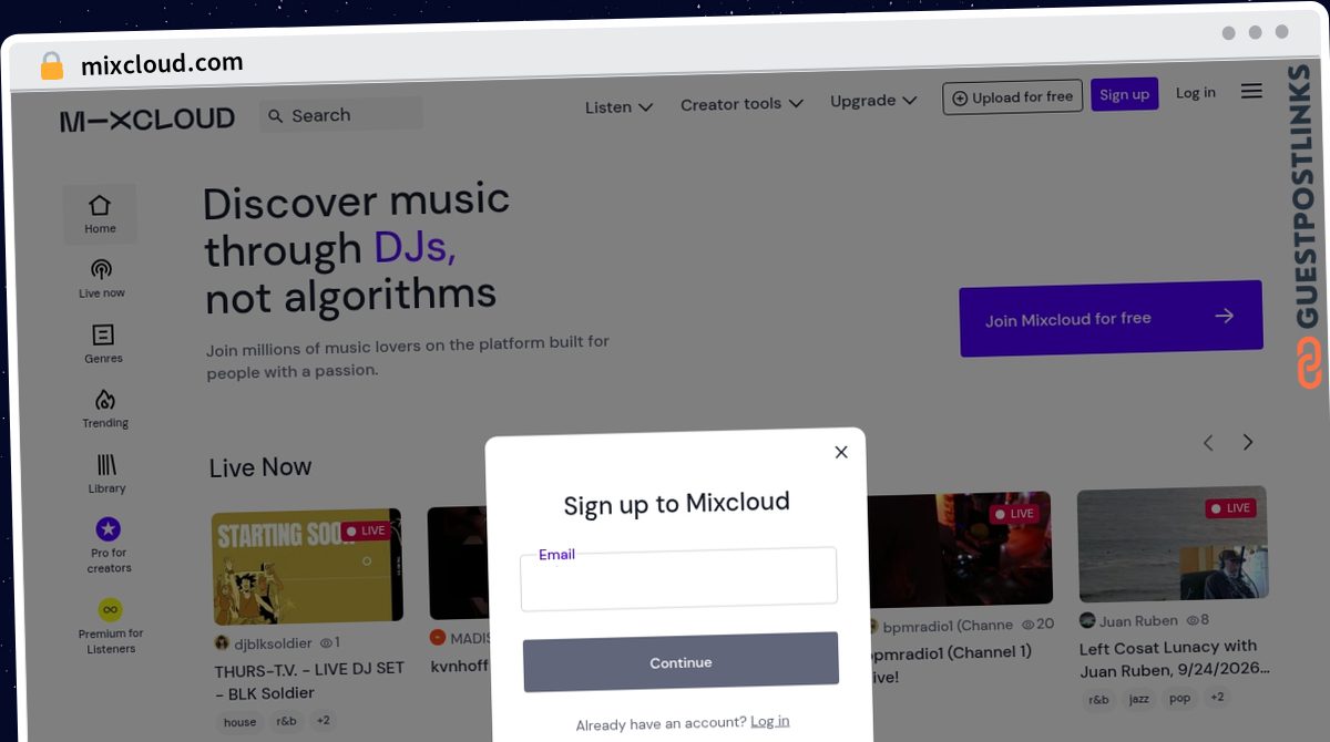 Publish Guest Post on mixcloud.com