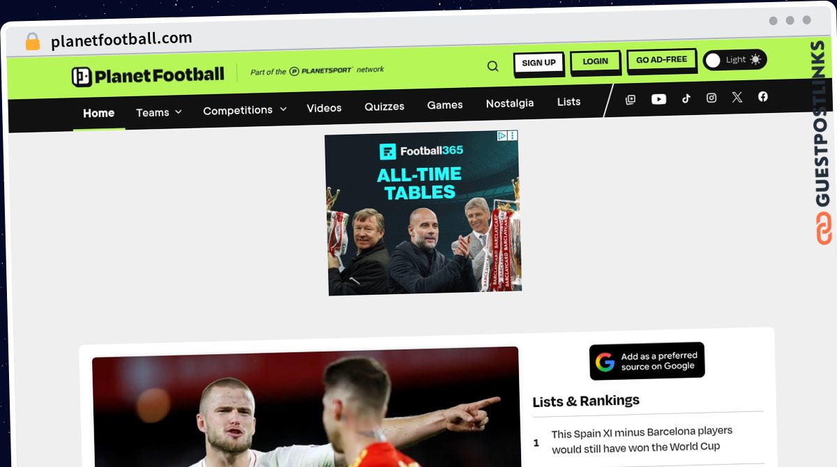 Publish Guest Post on planetfootball.com