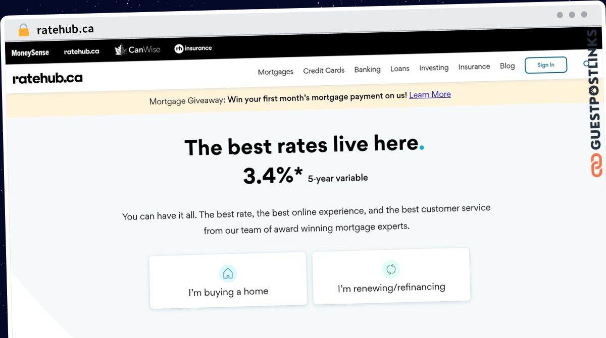 Publish Guest Post on ratehub.ca
