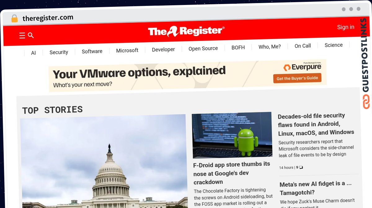 Publish Guest Post on theregister.com