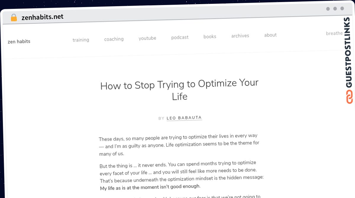 Publish Guest Post on zenhabits.net
